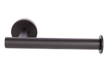 Cofan – Portarrollos Negro Mate | Diseño Redondo | Acero Inoxidable | Kit de Fijación Incluido | 16,5 x 8 x 5 cm